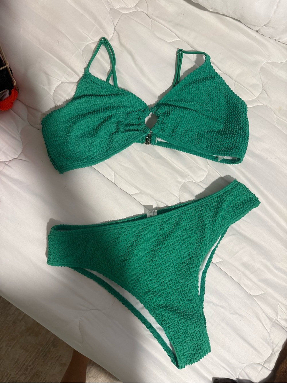 SHEIN Green Textured Two-Piece Bikini Set size large